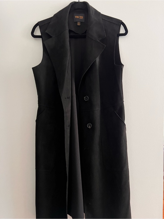 Truth Jackets & Blazers - TRUTH Black Suede-Look Long Vest